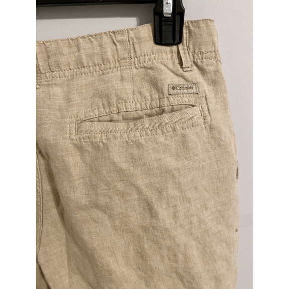 COLUMBIA XCO Pants Women's 10 Cargo Cropped Capri Hiking Linen Blend Beige N652 - Picture 7 of 9